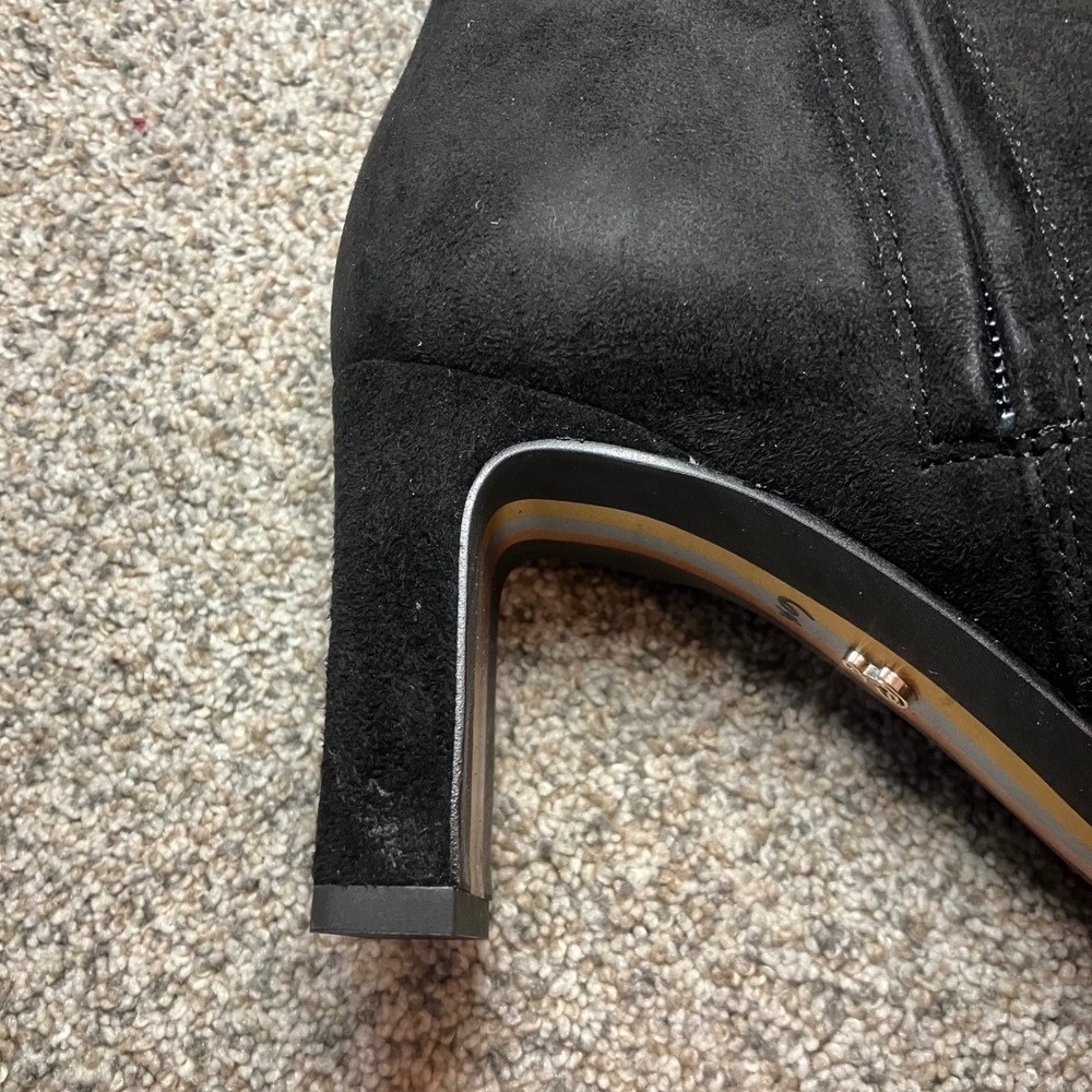 Sam Edelman Saige Black Suede Pointed Toe Block Heel Ankle Boots Womens 6.5M NIB - Picture 5 of 13